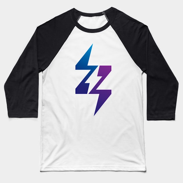 Letter Z Energy Power Bolt Lightning Flash Graphic in Blue and Purple Baseball T-Shirt by GeeTee